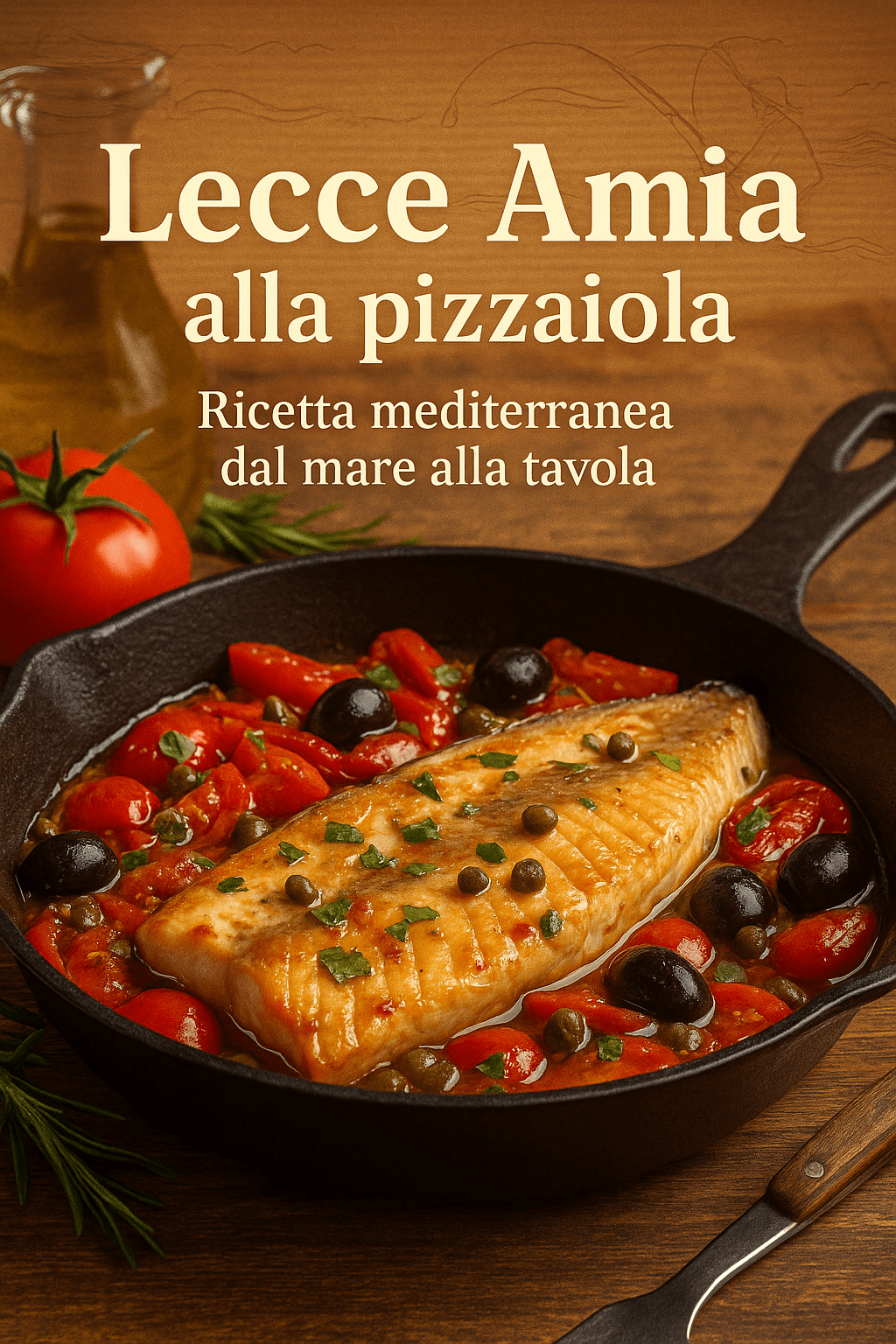 Un piatto di mare semplice e ricco di gusto: la Leccia Amia alla pizzaiola è una ricetta mediterranea perfetta per valorizzare il pescato fresco, con pomodorini, olive nere e capperi.